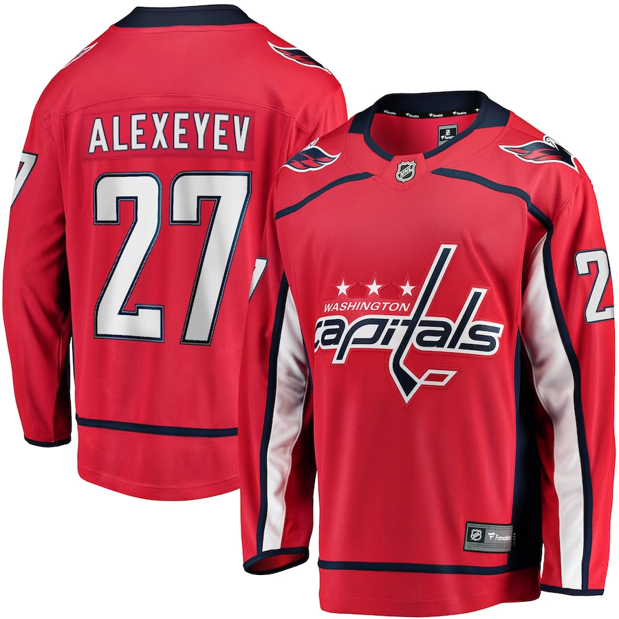 Men's Washington Capitals Alexander Alexeyev #27 Red Home Breakaway Jersey